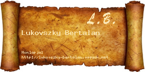 Lukovszky Bertalan névjegykártya